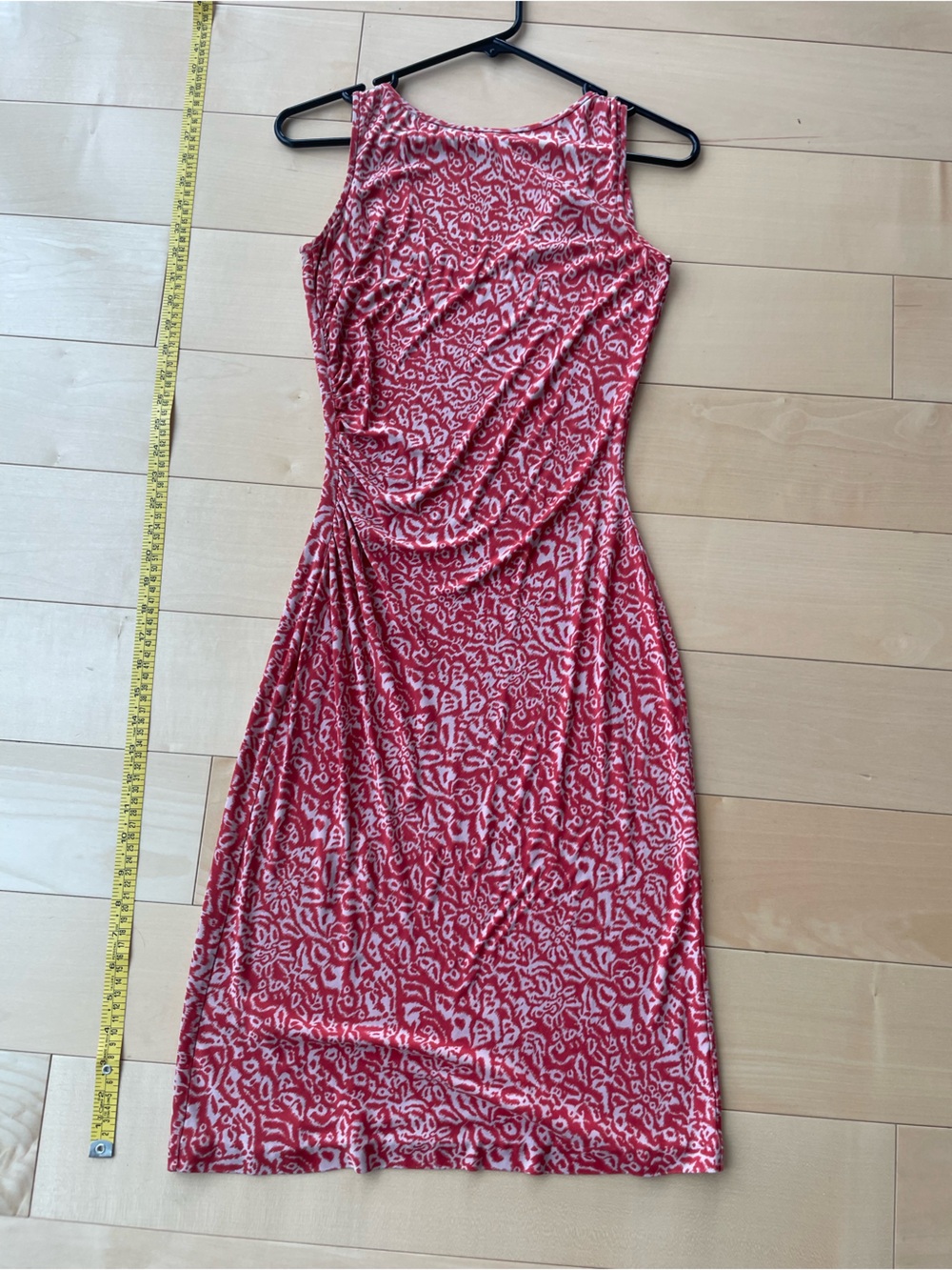 Diane Von Furstenberg Red orange Printed V-Neck Midi Dress 100% silk! Size 6
